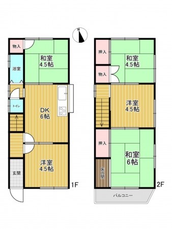 神戸市垂水区霞ケ丘、中古一戸建ての間取り画像です
