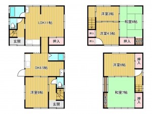 神戸市垂水区清水が丘、中古一戸建ての間取り画像です
