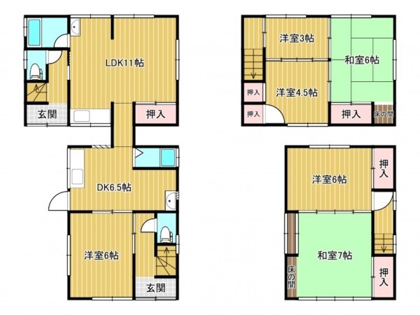 神戸市垂水区清水が丘、中古一戸建ての間取り画像です