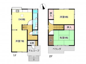 神戸市垂水区霞ケ丘、中古一戸建ての間取り画像です