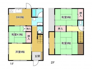 神戸市垂水区千代が丘、中古一戸建ての間取り画像です