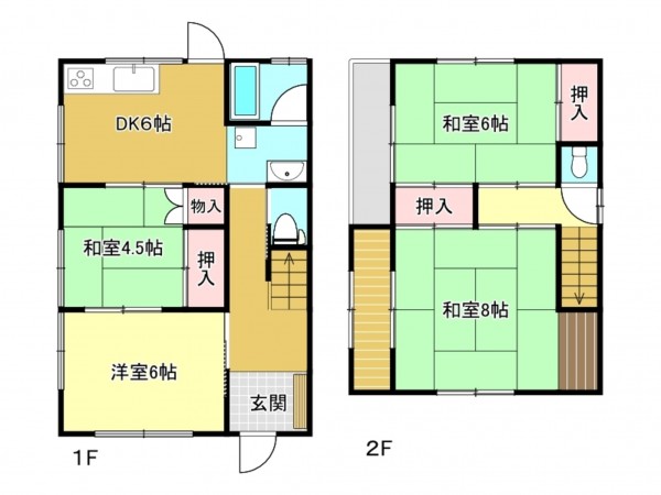 神戸市垂水区千代が丘、中古一戸建ての間取り画像です