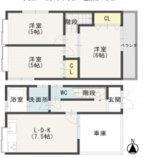 神戸市垂水区北舞子、中古一戸建ての間取り画像です