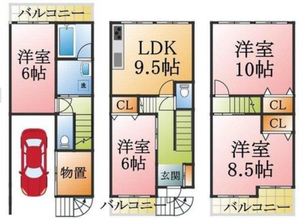 神戸市垂水区五色山、マンションの間取り画像です