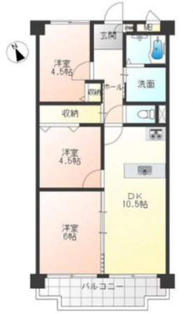 神戸市垂水区千代が丘、マンションの間取り画像です