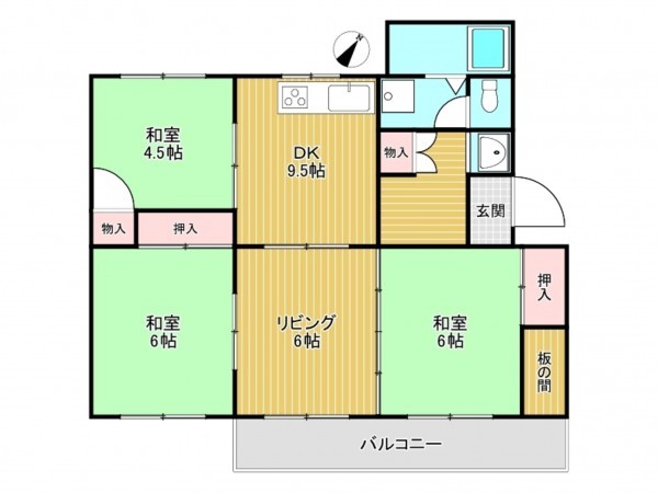 神戸市垂水区青山台、マンションの間取り画像です