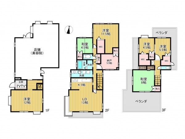 神戸市垂水区霞ケ丘、中古一戸建ての間取り画像です