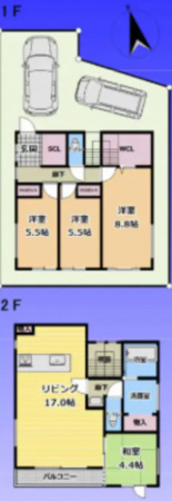 神戸市垂水区霞ケ丘、新築一戸建ての間取り画像です