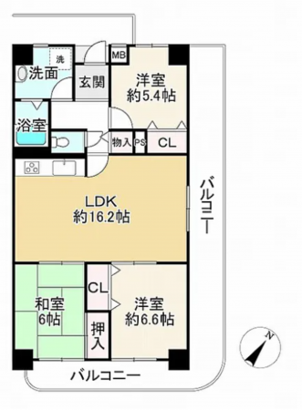神戸市垂水区清水が丘、マンションの間取り画像です
