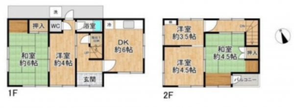神戸市垂水区塩屋町、収益物件/住宅の間取り画像です