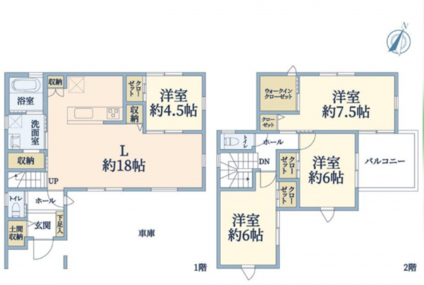 神戸市垂水区青山台、新築一戸建ての間取り画像です