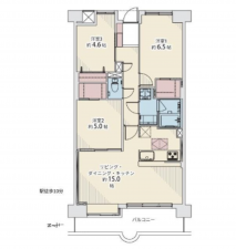 神戸市垂水区五色山、マンションの間取り画像です
