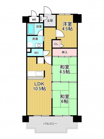 神戸市垂水区千代が丘、マンションの間取り画像です