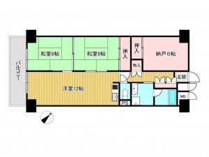 神戸市垂水区狩口台、マンションの間取り画像です