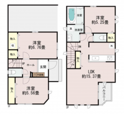 神戸市垂水区乙木、新築一戸建ての間取り画像です