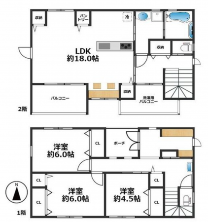 神戸市垂水区西舞子、新築一戸建ての間取り画像です