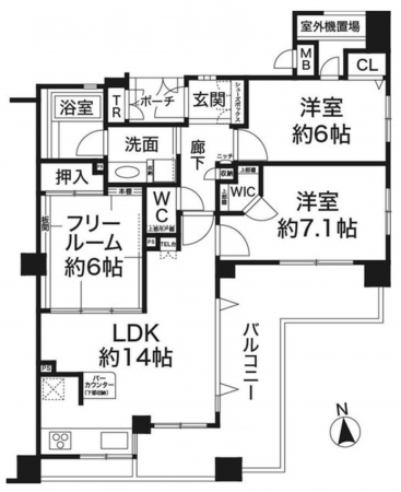 神戸市垂水区霞ケ丘、マンションの間取り画像です