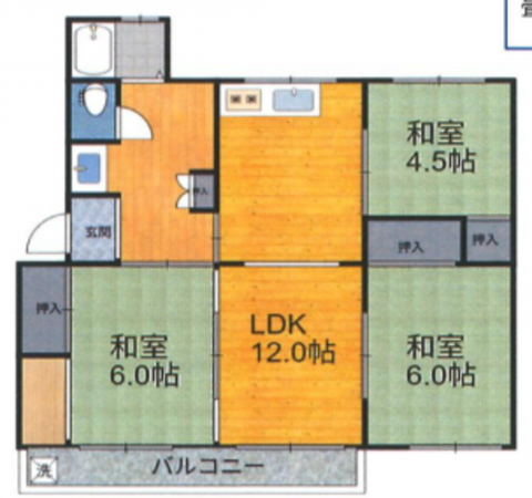 神戸市垂水区青山台、収益物件/マンションの間取り画像です