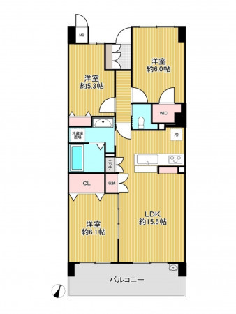 神戸市垂水区青山台、マンションの間取り画像です