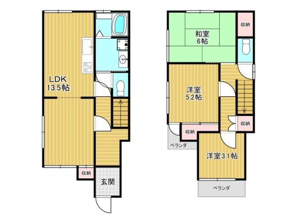 神戸市垂水区舞子坂、中古一戸建ての間取り画像です