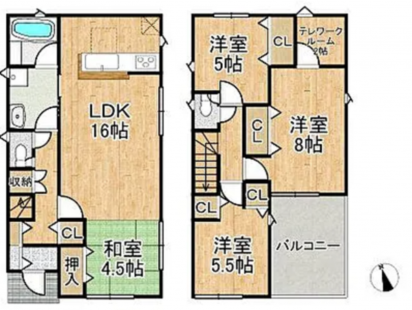神戸市垂水区清水が丘、新築一戸建ての間取り画像です