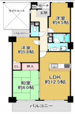 神戸市垂水区青山台、マンションの間取り画像です