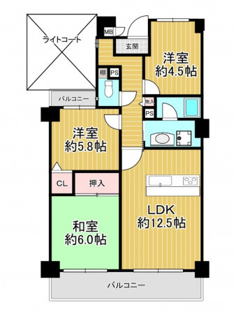神戸市垂水区青山台、マンションの間取り画像です