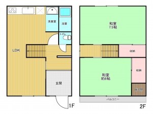 神戸市垂水区上高丸、収益物件/住宅の間取り画像です