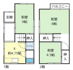 神戸市垂水区塩屋町、収益物件/住宅の間取り画像です