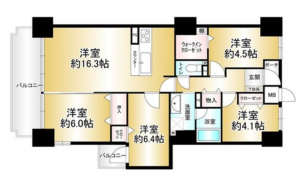 神戸市垂水区青山台、マンションの間取り画像です