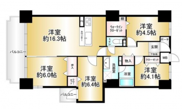 神戸市垂水区青山台、マンションの間取り画像です
