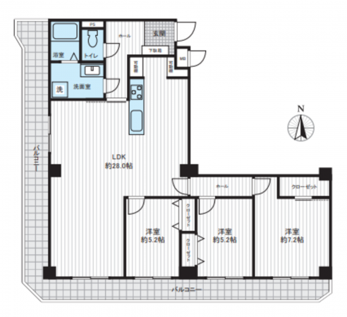神戸市垂水区五色山、マンションの間取り画像です