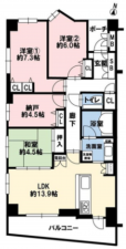 神戸市垂水区五色山、マンションの間取り画像です