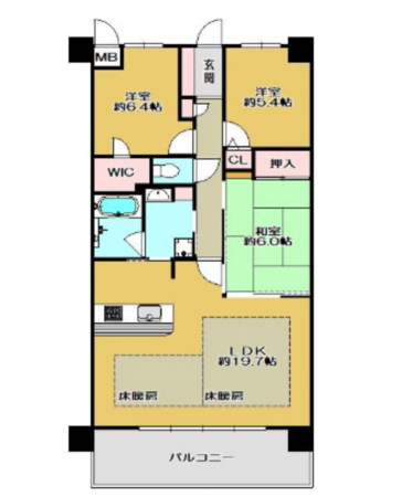 神戸市垂水区高丸、マンションの間取り画像です