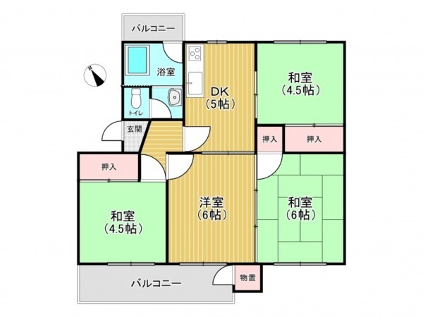 神戸市垂水区狩口台、マンションの間取り画像です