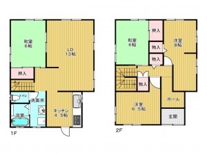 神戸市垂水区舞子坂、中古一戸建ての間取り画像です