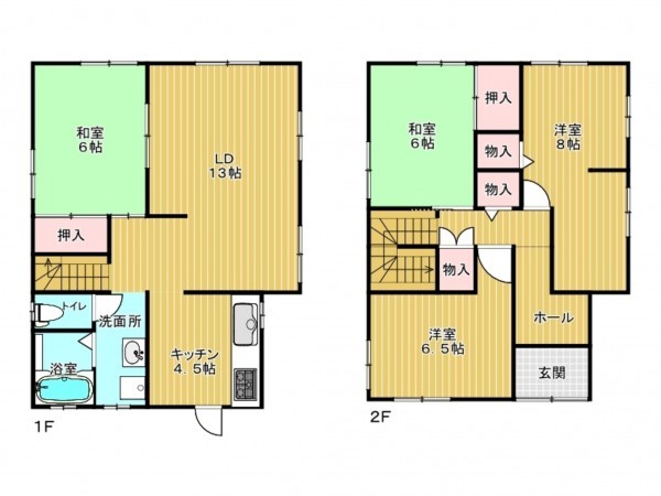 神戸市垂水区舞子坂、中古一戸建ての間取り画像です