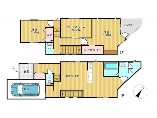 神戸市垂水区舞子坂、新築一戸建ての間取り画像です