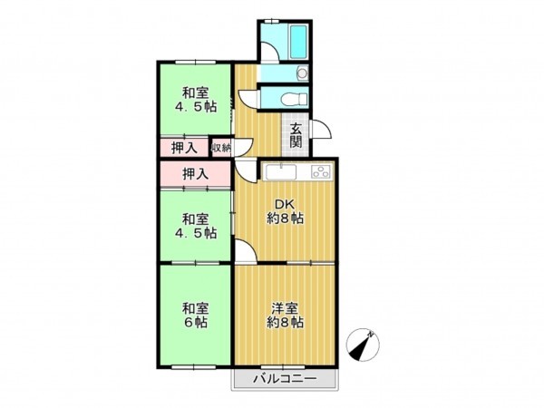 神戸市垂水区高丸、マンションの間取り画像です