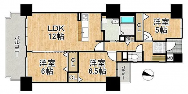 神戸市垂水区青山台、マンションの間取り画像です