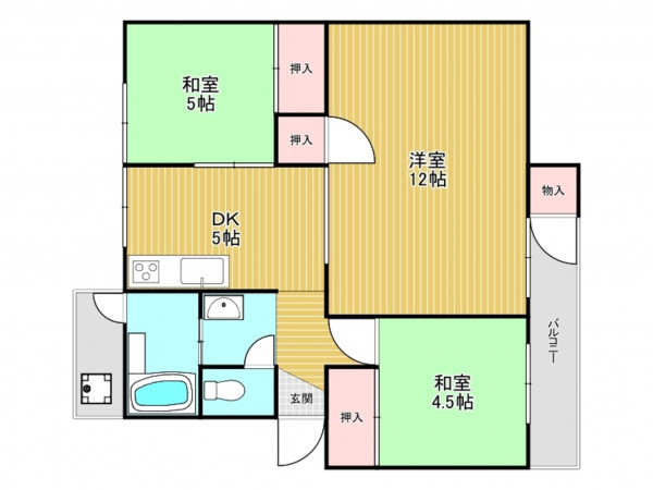 神戸市垂水区狩口台、マンションの間取り画像です