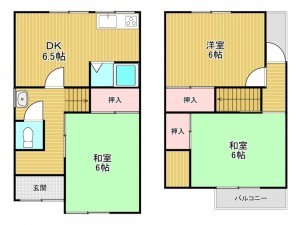 神戸市垂水区五色山、収益物件/住宅の間取り画像です