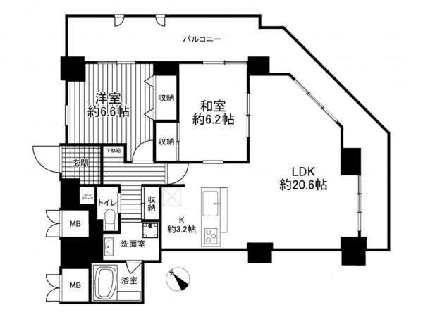 神戸市垂水区東舞子町、マンションの間取り画像です
