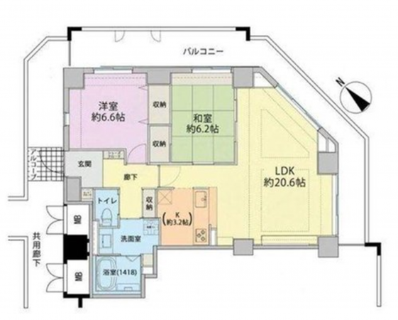 神戸市垂水区東舞子町、マンションの間取り画像です