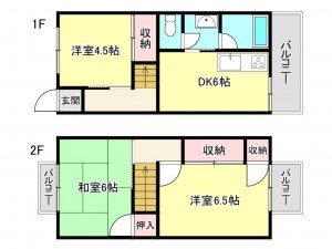 神戸市垂水区大町、収益物件/住宅の間取り画像です