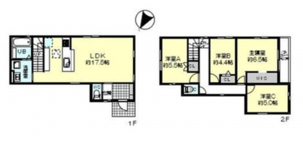 神戸市垂水区歌敷山、中古一戸建ての間取り画像です