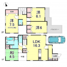 神戸市垂水区星が丘、中古一戸建ての間取り画像です