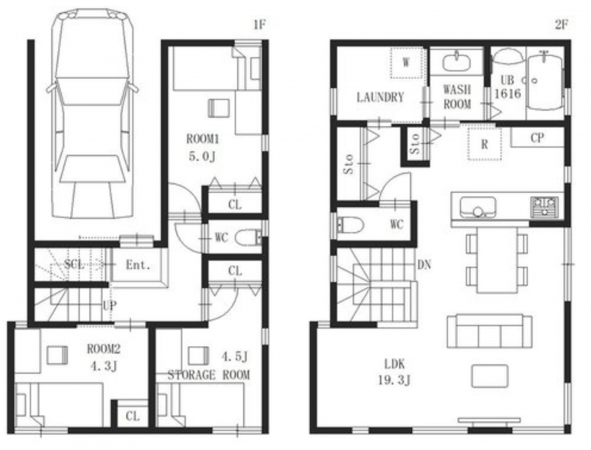 神戸市垂水区歌敷山、新築一戸建ての間取り画像です