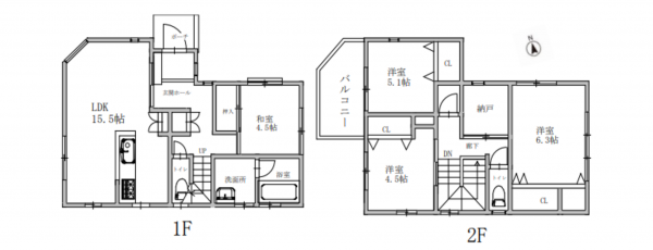 神戸市垂水区千代が丘、中古一戸建ての間取り画像です