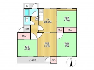 神戸市垂水区狩口台、マンションの間取り画像です